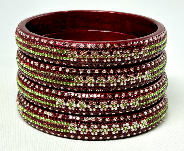 WT21 narrow wine red rhinestone bangles